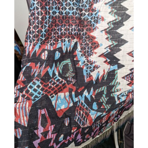 Topshop Southwestern Abstract Rainbow Ombre Fringe Scarf - Picture 10 of 12